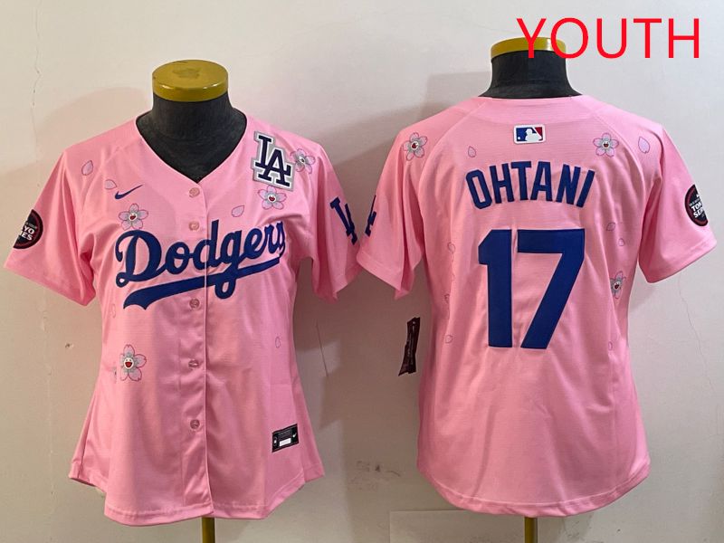 Youth Los Angeles Dodgers #17 Ohtani Pink Sakura Edition 2025 Nike MLB Jersey style 20->youth mlb jersey->Youth Jersey